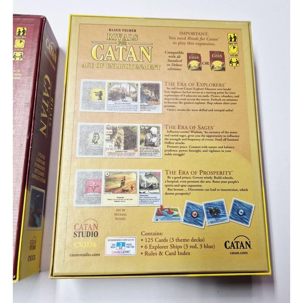 Rivals for Catan Card Game + Age of Enlightenment Expansion Open Box Sealed Card